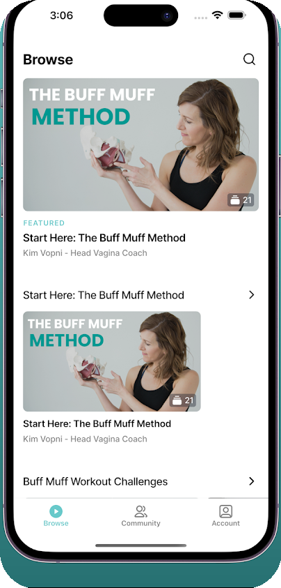 Buff Muff app — browse the full video library